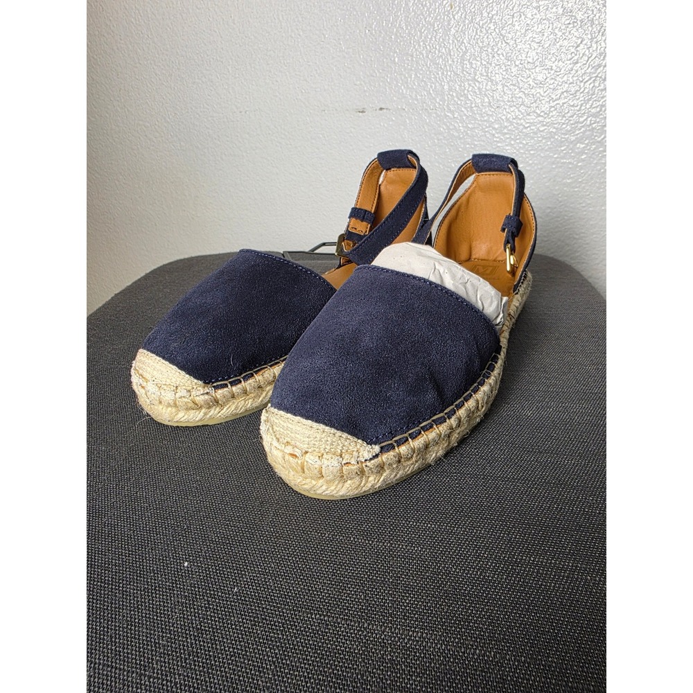 Bruno Magli Sabella Navy Suede Espadrille Ankle Strap Flats WM6SBLN1 Womens 8 M